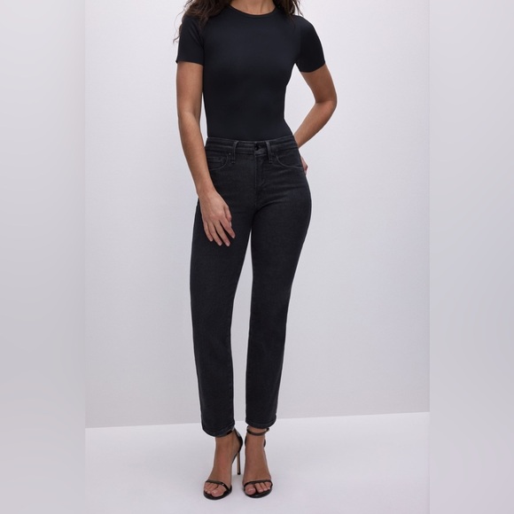 Good American Good Legs Black Straight Jeans Women's Stretch Denim Sz 10/30 - Picture 2 of 15